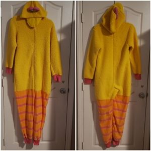 SESAME STREET BIG BIRD ZIP UP PAJAMA ONESIE SMALL